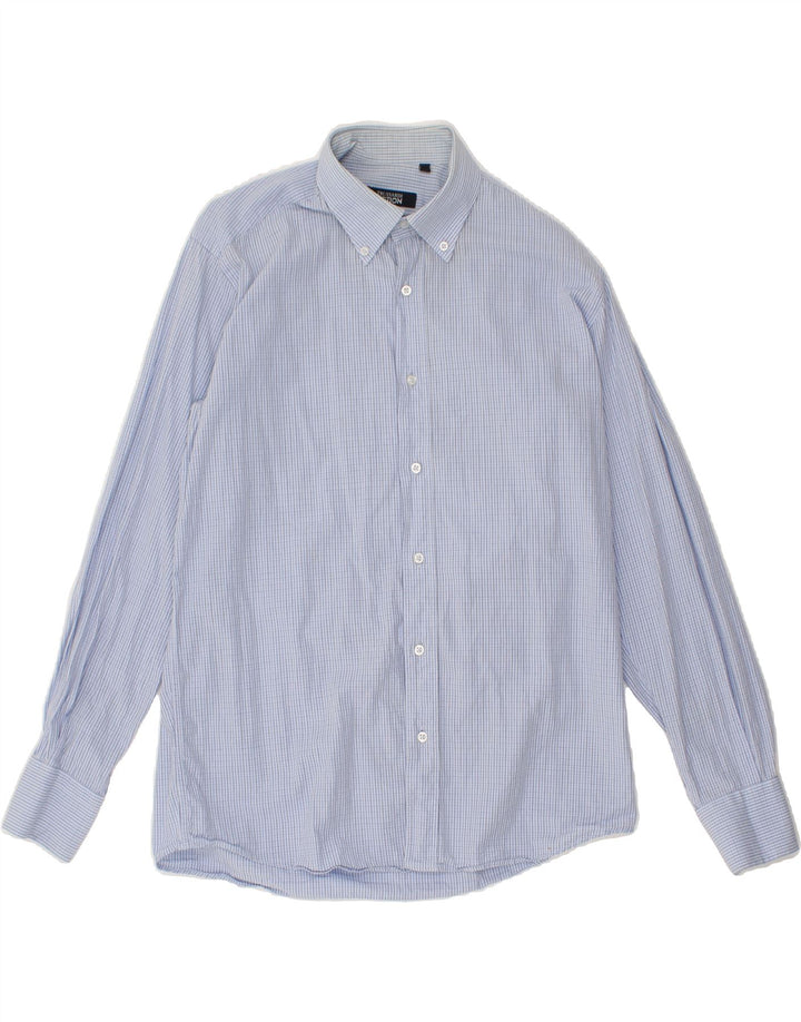 TRUSSARDI Mens Shirt Size 41/42 Large Blue Check Vintage Trussardi and Second-Hand Trussardi from Messina Hembry 