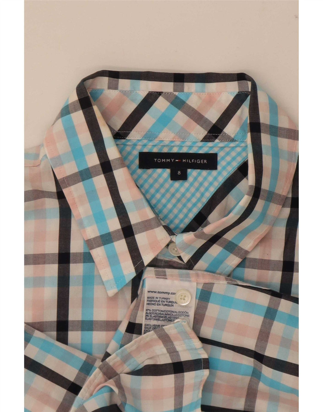 Camicia a maniche corte da donna Tommy Hilfiger US 8 percalle medio multicolore