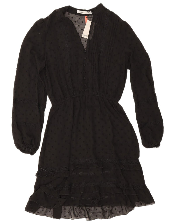 Abito a strati a maniche lunghe da donna Oasis UK 8 piccolo nero maculato