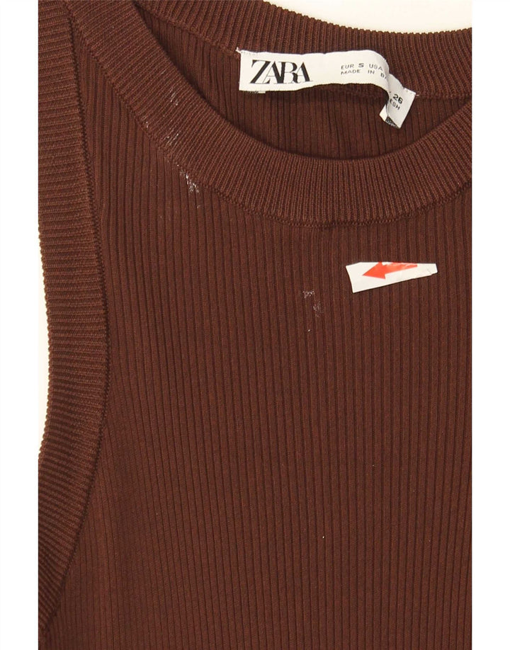 Canottiera Zara da donna UK 8 piccola in viscosa marrone