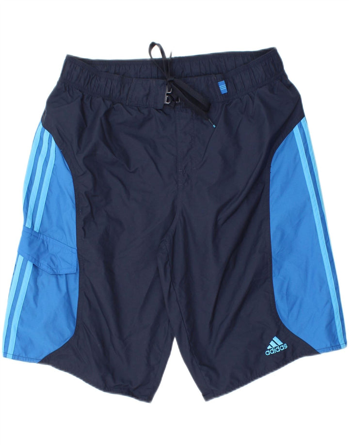 Pantaloncini da bagno da uomo ADIDAS medio blu navy color block in poliammide