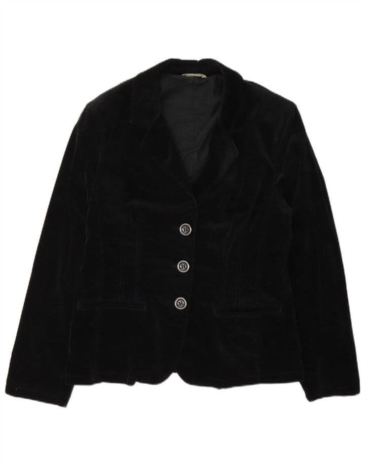 Giacca blazer in velluto a 3 bottoni Marks & Spencer da donna UK 14 media nera