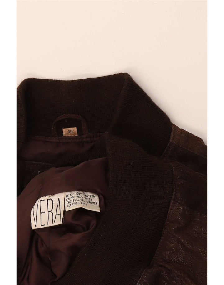 Giacca bomber in pelle da uomo vintage IT 48 Marrone medio