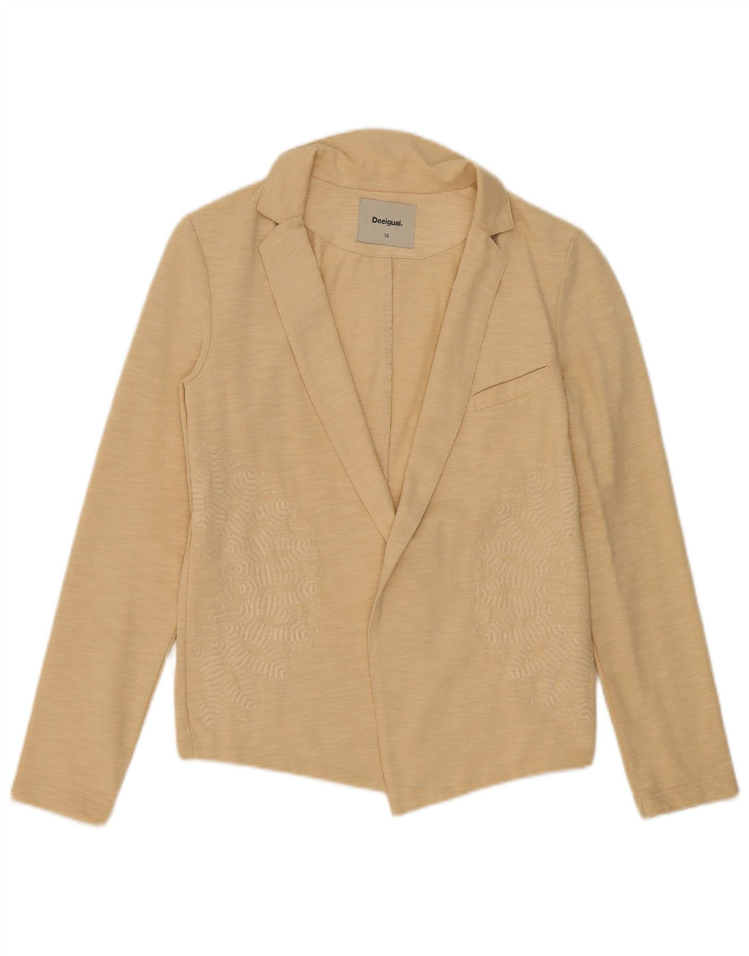 Giacca blazer aperta da donna Desigual EU 38 cotone screziato beige medio