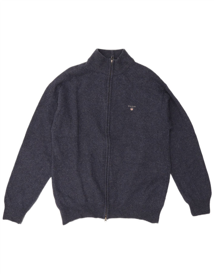 Maglione cardigan da uomo Gant XL in lana d'agnello blu navy