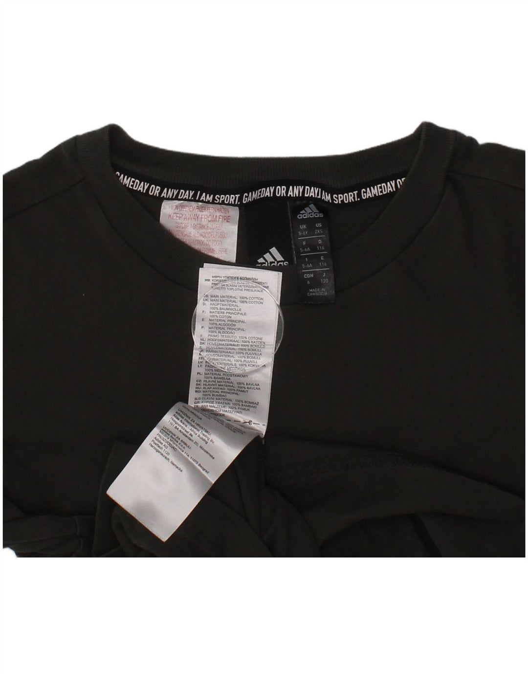 Maglietta grafica da ragazzo Adidas Top 5-6 anni in cotone kaki