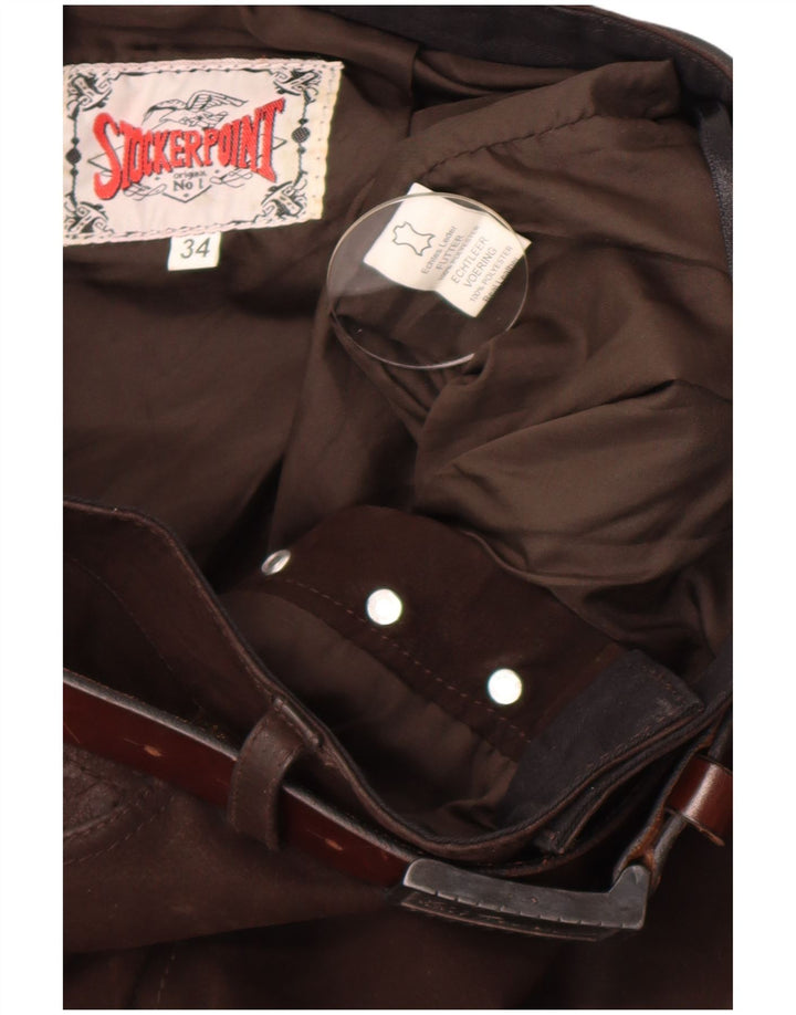 Pantaloni in pelle dritti da uomo Stockerpoint W34 L32 in pelle marrone