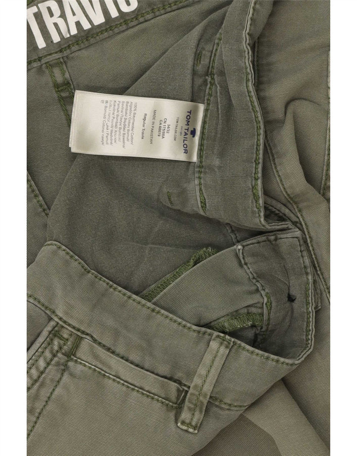 Pantaloni chino vestibilità regolare da uomo Tom Tailor W34 L32 cotone kaki