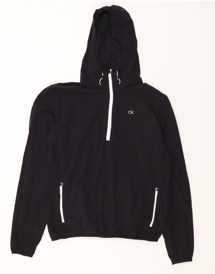 Giacca antipioggia da golf da donna Calvin Klein con cappuccio UK 14 media nera in poliammide
