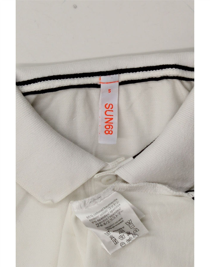 Polo da uomo SUN68 piccola in cotone maculato bianco