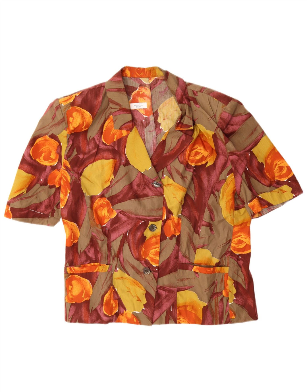 Camicetta camicia a maniche corte da donna vintage IT 45 floreale multicolore medio
