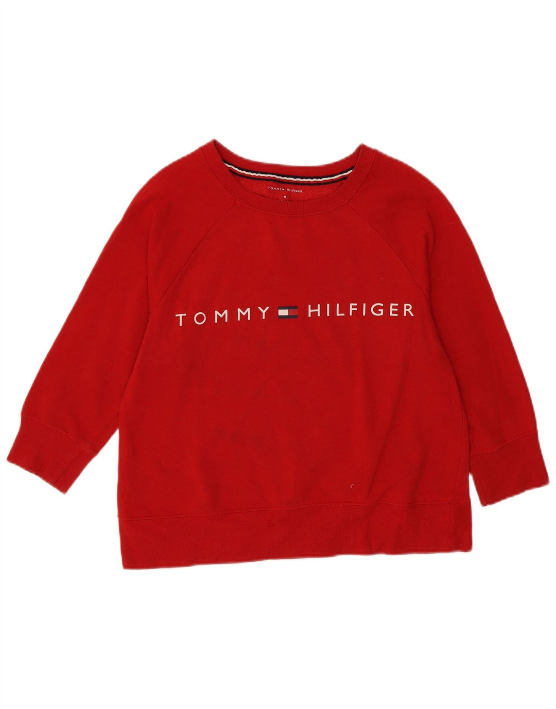 TOMMY HILFIGER Womens Graphic Sweatshirt Jumper UK 14 Medium Red Cotton