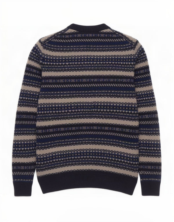 Maglione maglione girocollo da uomo Marks & Spencer medio blu navy Fair Isle