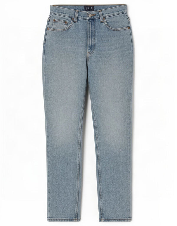 Jeans slim a vita alta da donna Gap US 10 Large W27 L30 cotone blu