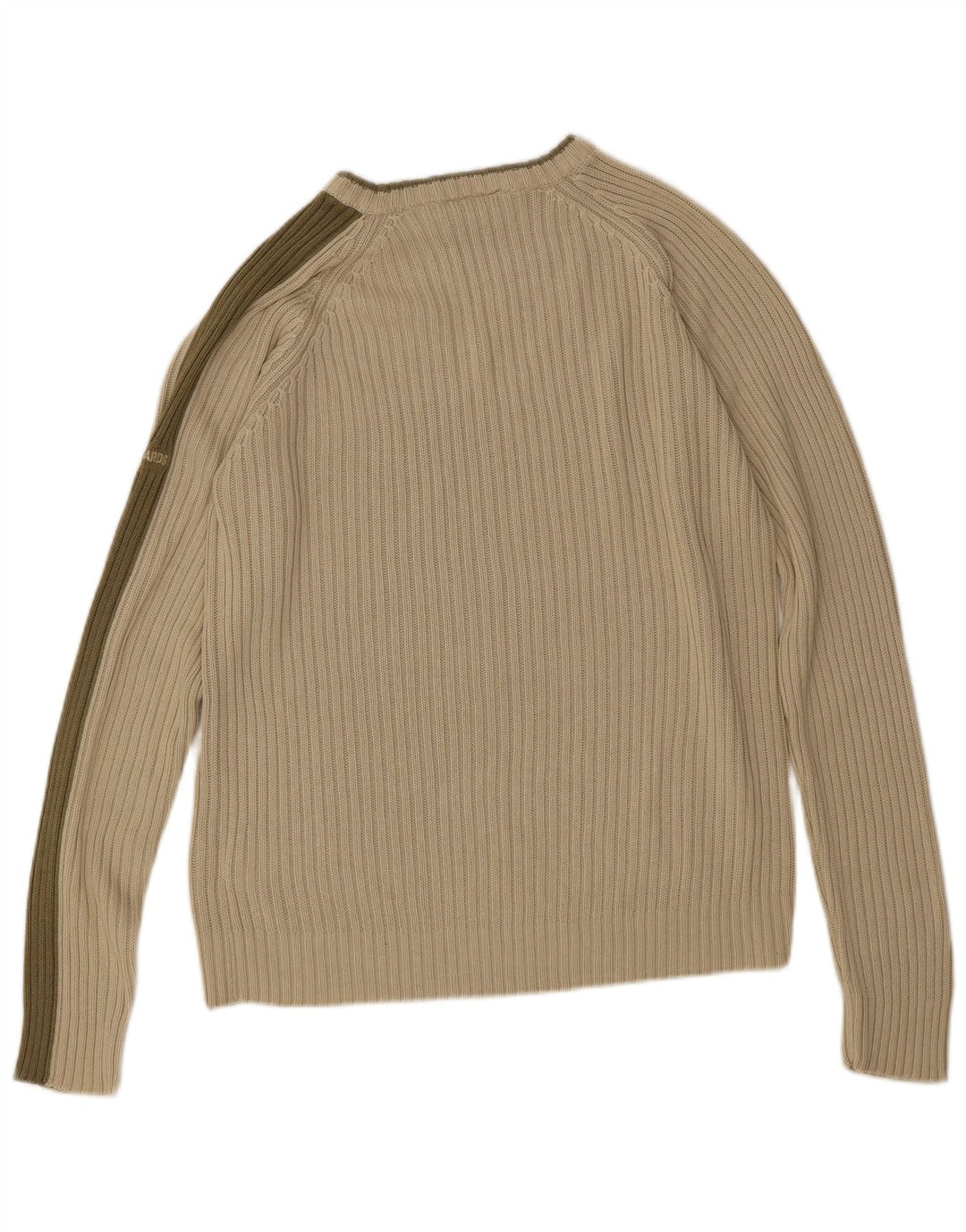 Maglione vintage da uomo con scollo a barca a righe verde medio