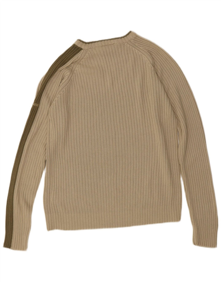Maglione vintage da uomo con scollo a barca a righe verde medio