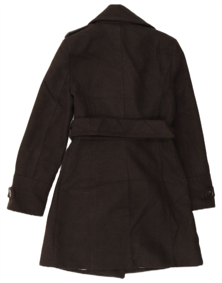 MARKS & SPENCER Womens Double Breasted Coat UK 8 Small  Black