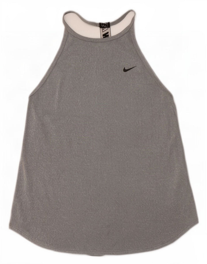 Canotta grafica Nike Dri Fit da donna UK 8 Small Grigio Colourblock in poliestere