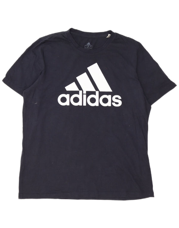 T-shirt grafica da uomo Adidas Top XL in cotone blu navy