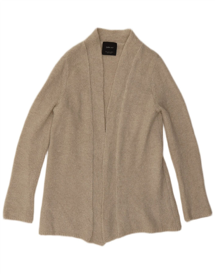 Maglione cardigan aperto da donna Zara UK 10 piccolo beige