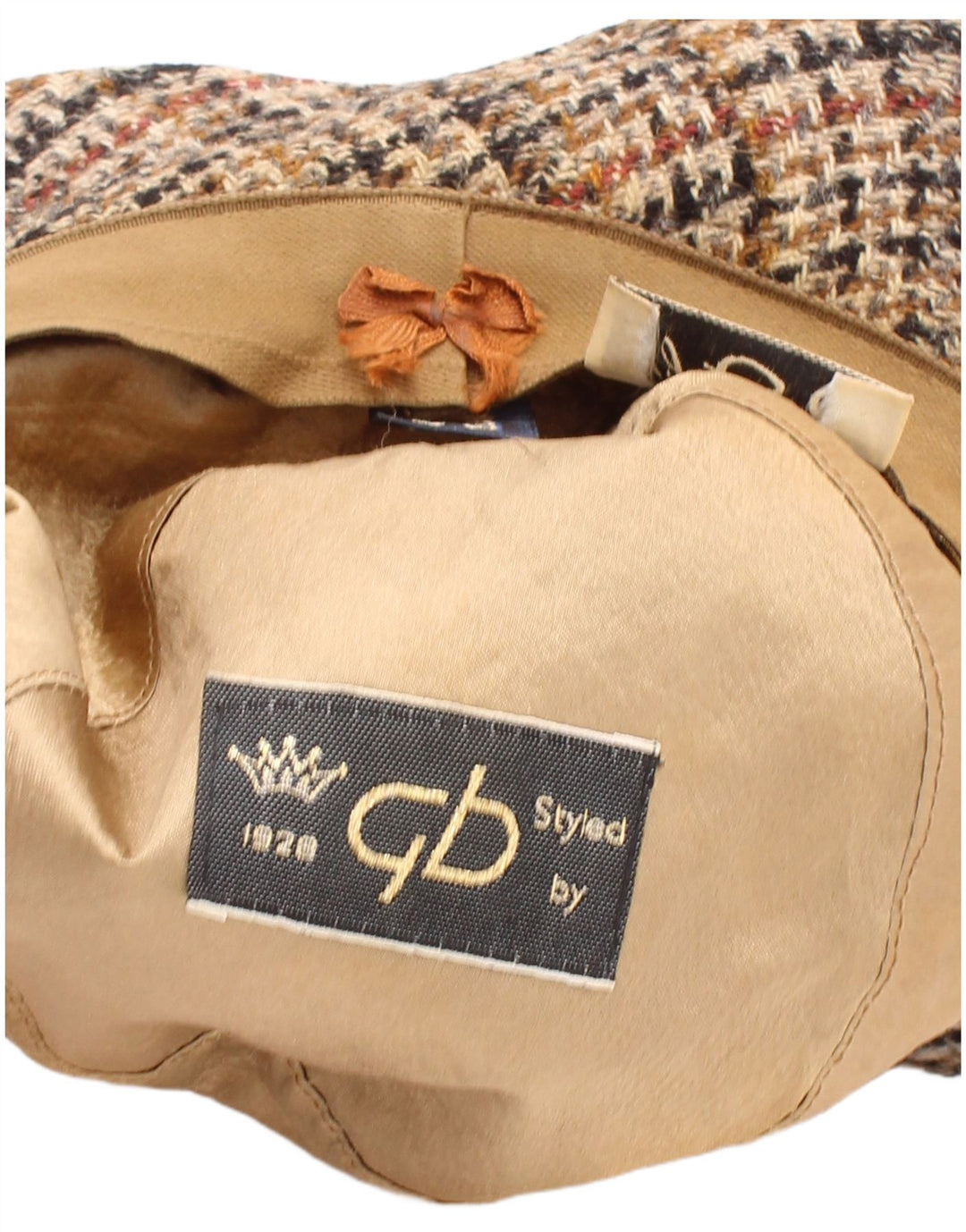 Cappello da pescatore vintage da uomo grande classico pied de poule beige