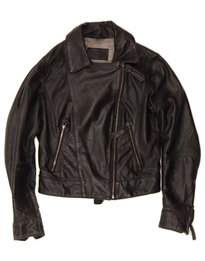 CONBIPEL Womens Crop Leather Jacket IT 40 Small Black Leather Vintage Conbipel and Second-Hand Conbipel from Messina Hembry 