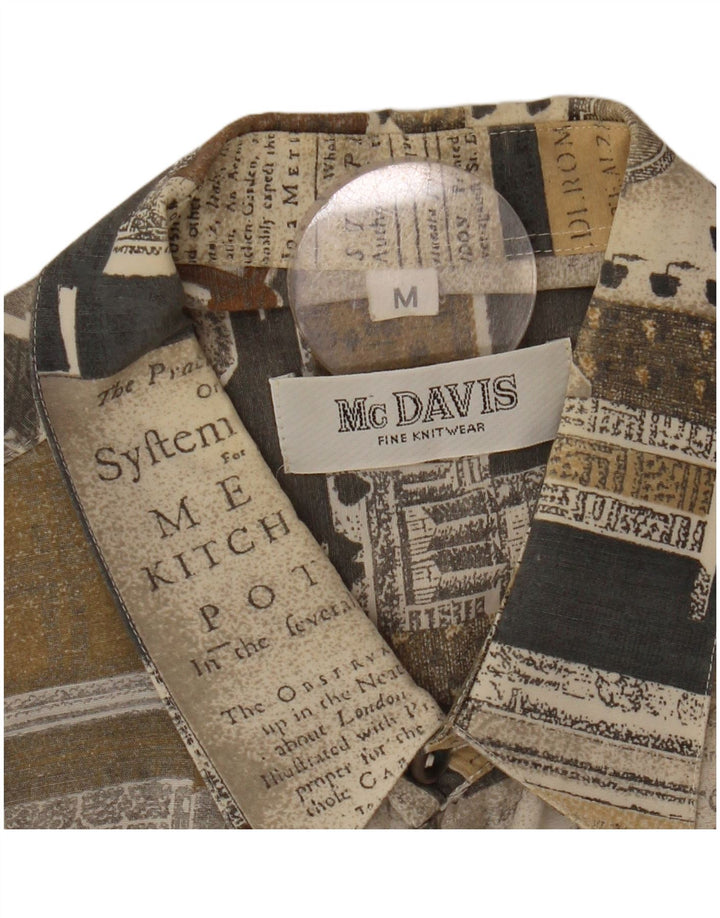 MCDAVIS Mens Short Sleeve Shirt Medium Grey Patchwork