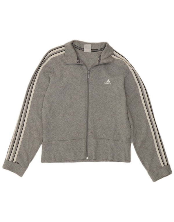 Giacca da ginnastica corta da donna Adidas UK 12 Cotone grigio medio