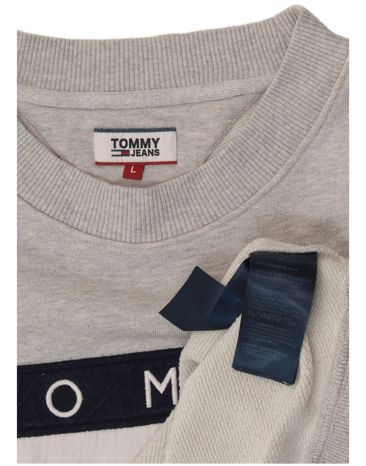 TOMMY HILFIGER Felpa con grafica corta da donna UK 16 Large Grigio