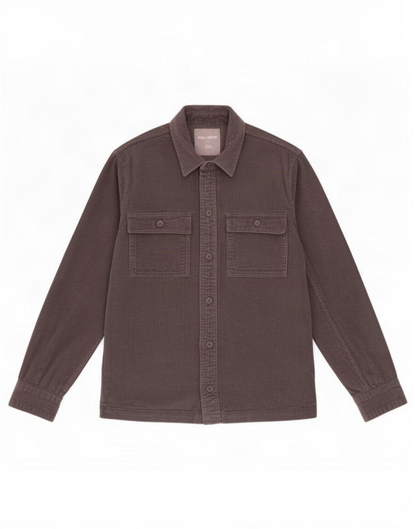 Camicia Hollister da uomo in velluto a coste piccola in cotone grigio