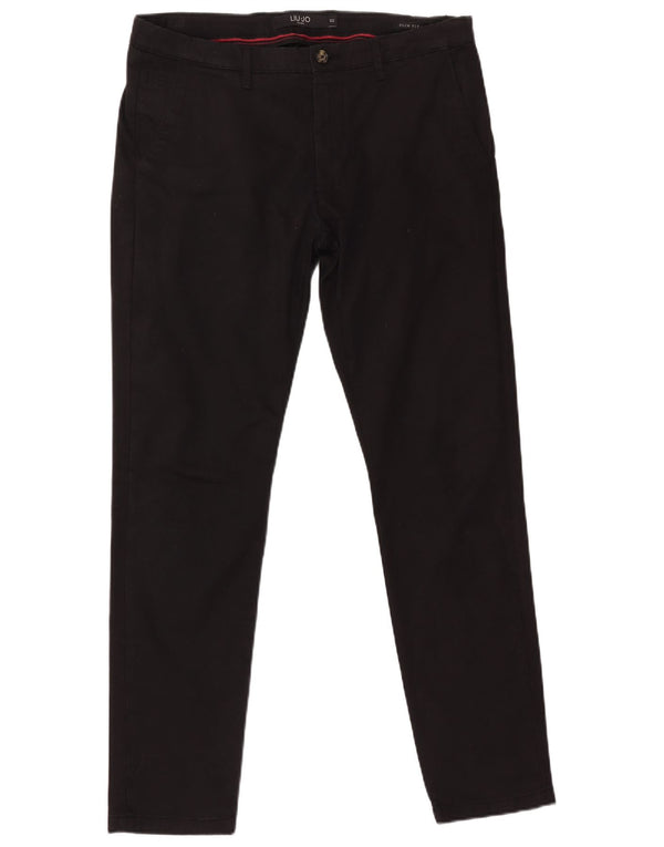 LIU JO Uomo Uomo Slim Fit Pantaloni Chino IT 50 Large W36 L32 Nero Cotone