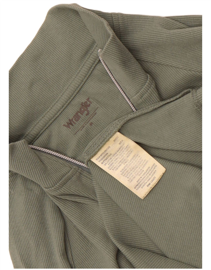 Wrangler Top da donna con zip e collo a maniche lunghe UK 12 Cotone verde medio