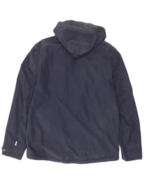 Giacca a vento con cappuccio da uomo TIMBERLAND UK 40 Large in cotone blu navy
