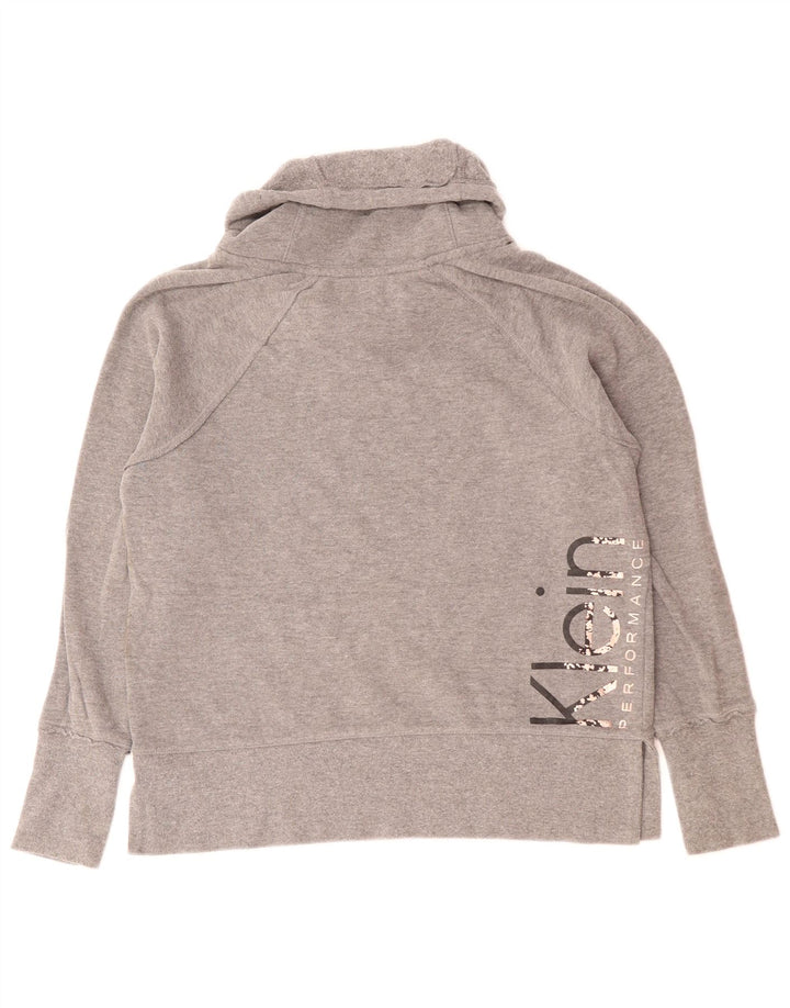 CALVIN KLEIN Felpa con grafica performance da donna UK 10 Small Grigio