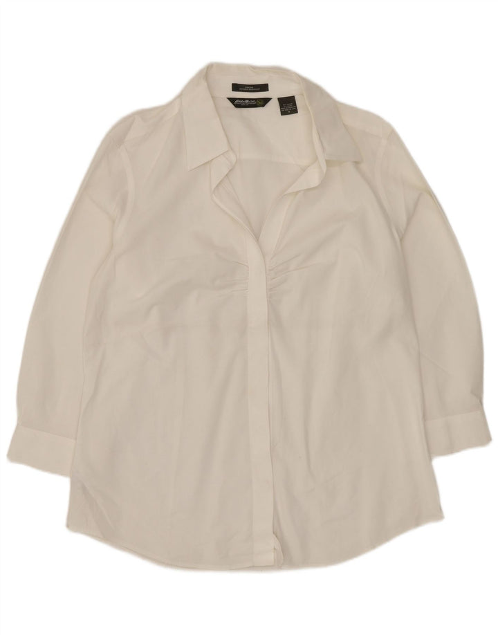 Camicia pullover con maniche a 3/4 da donna Eddie Bauer UK 14 Cotone bianco medio