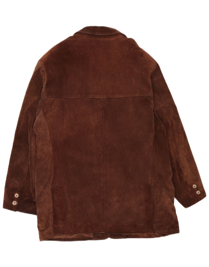 Giacca a vento oversize da donna vintage UK 14 in pelle marrone medio