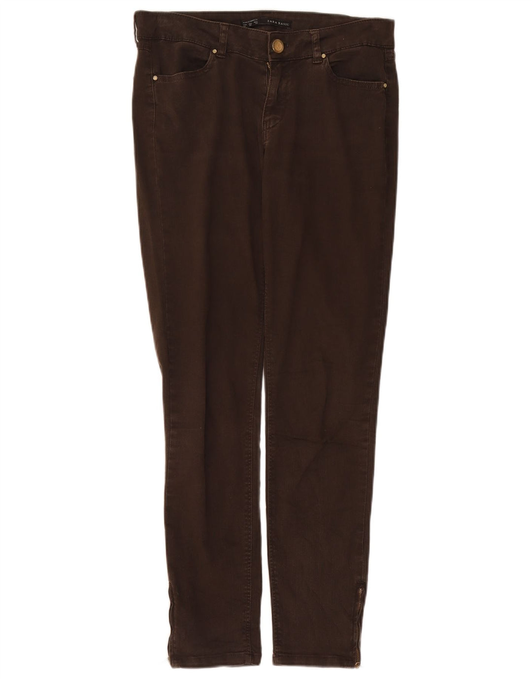 Jeans slim da uomo Zara EU 40 medio W30 L28 cotone marrone