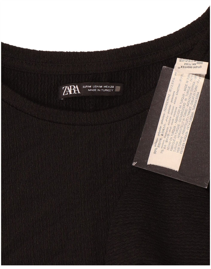 T-shirt Zara da donna Top UK 14 poliestere nero medio