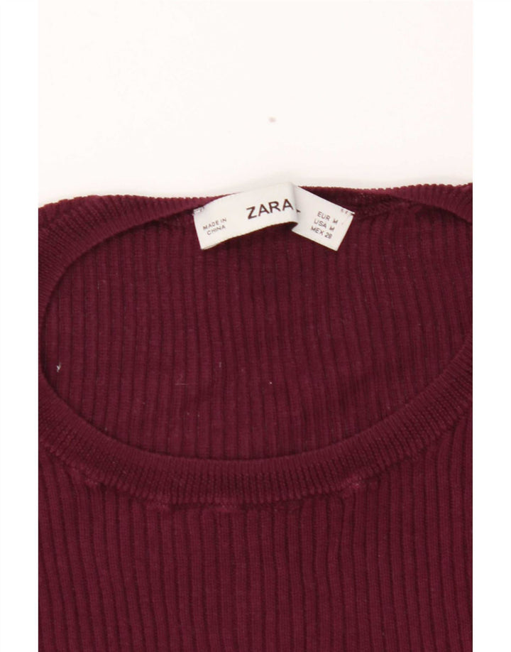 T-shirt Zara da donna Top UK 12 bordeaux medio