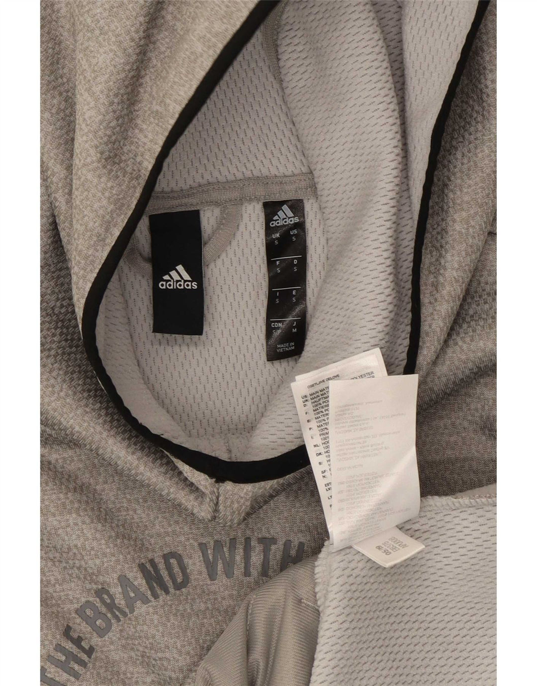 Felpa con cappuccio grafica da uomo Adidas piccola in poliestere grigio