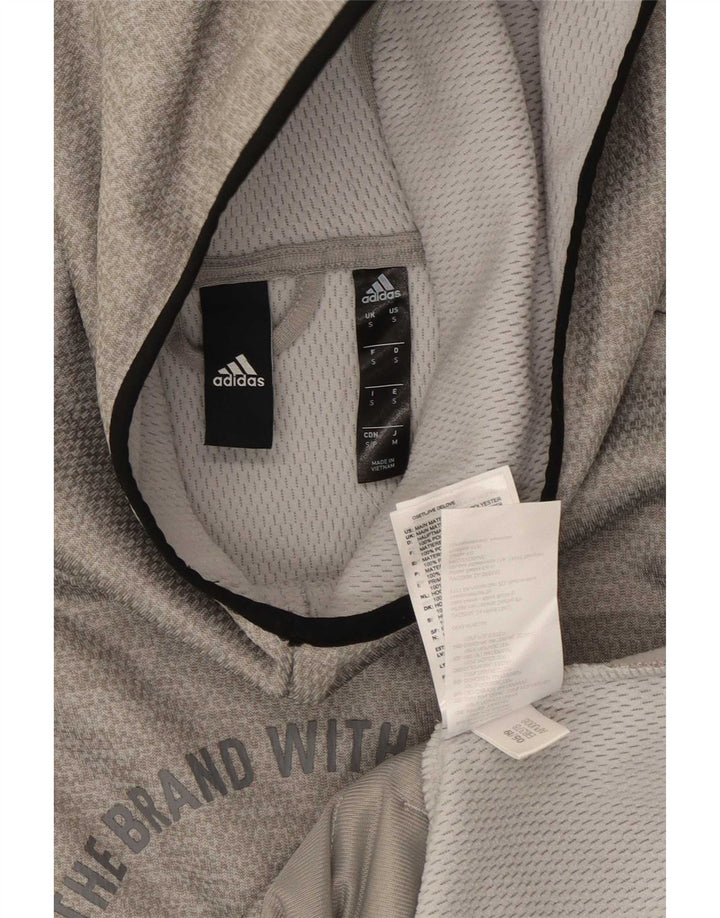 Felpa con cappuccio grafica da uomo Adidas piccola in poliestere grigio