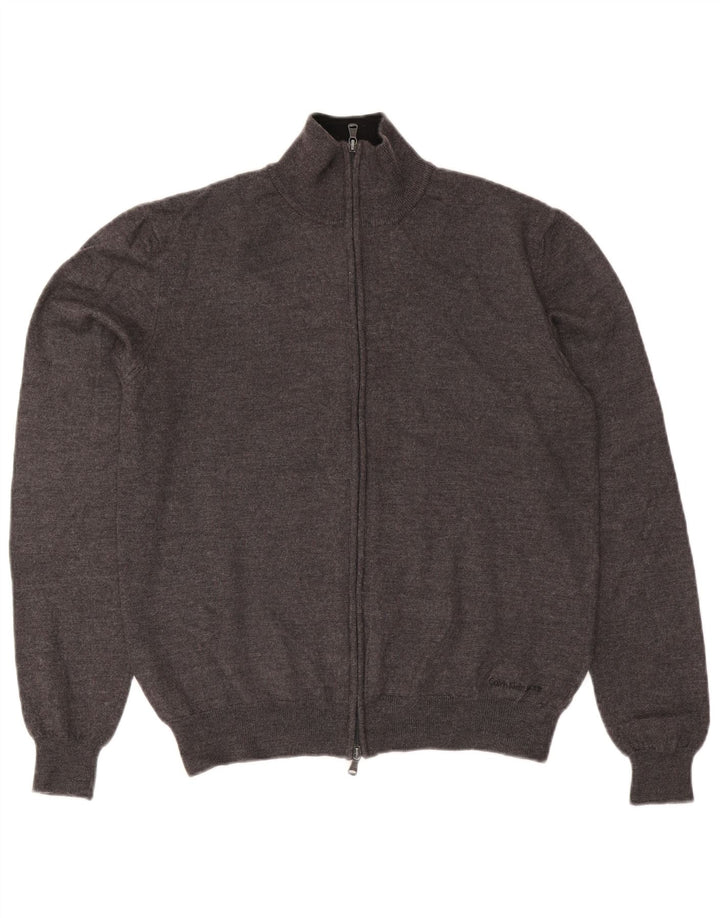 Maglione cardigan da uomo Calvin Klein Jeans in lana grigio medio