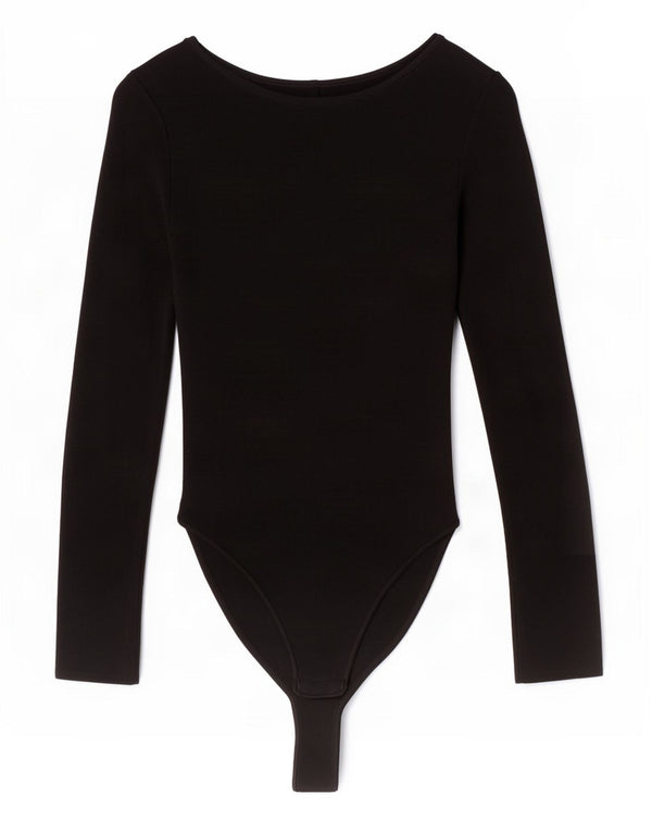 Body a maniche lunghe da donna Zara UK 8 Small Nero in poliammide