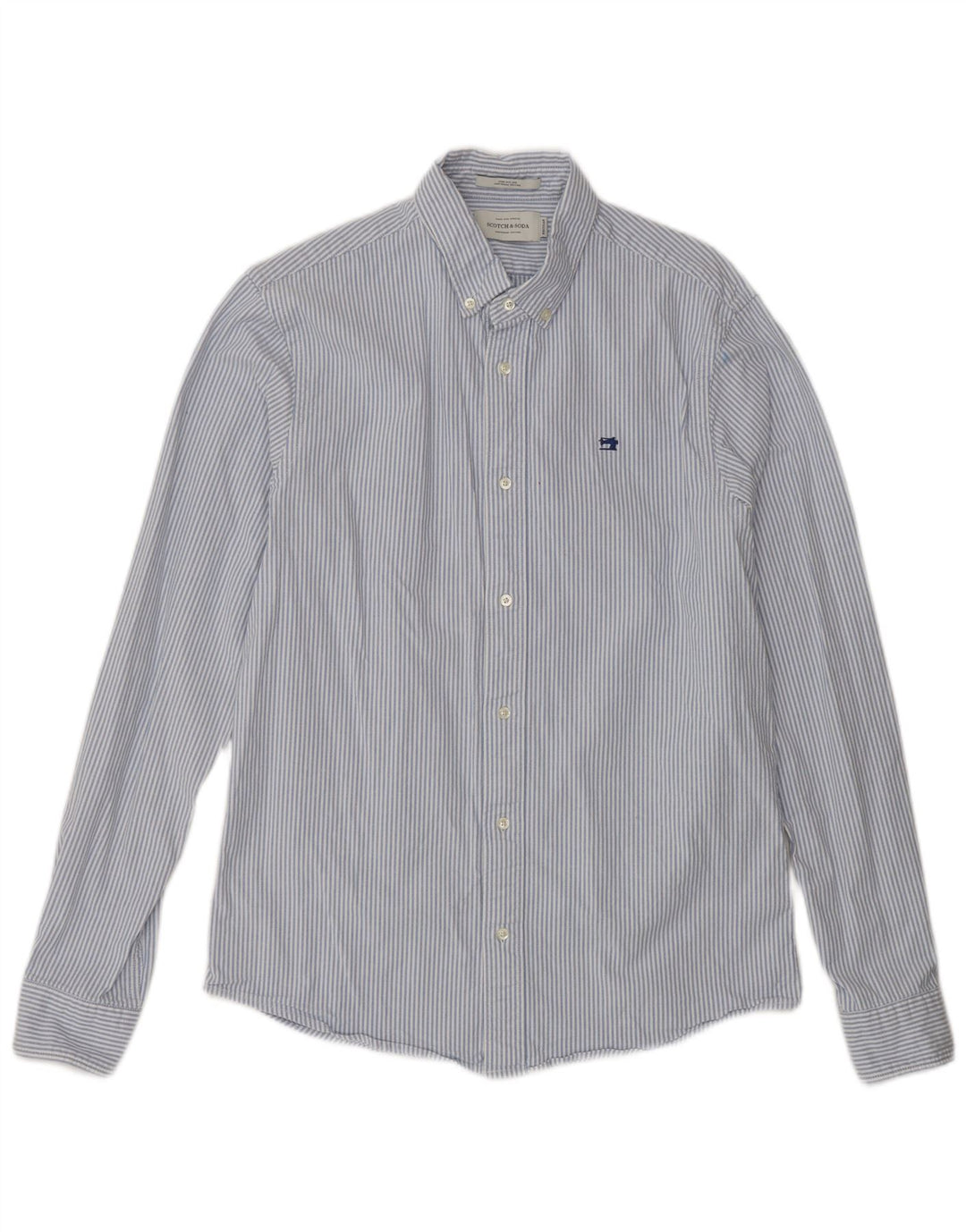SCOTCH & SODA Camicia da uomo in cotone gessato blu medio