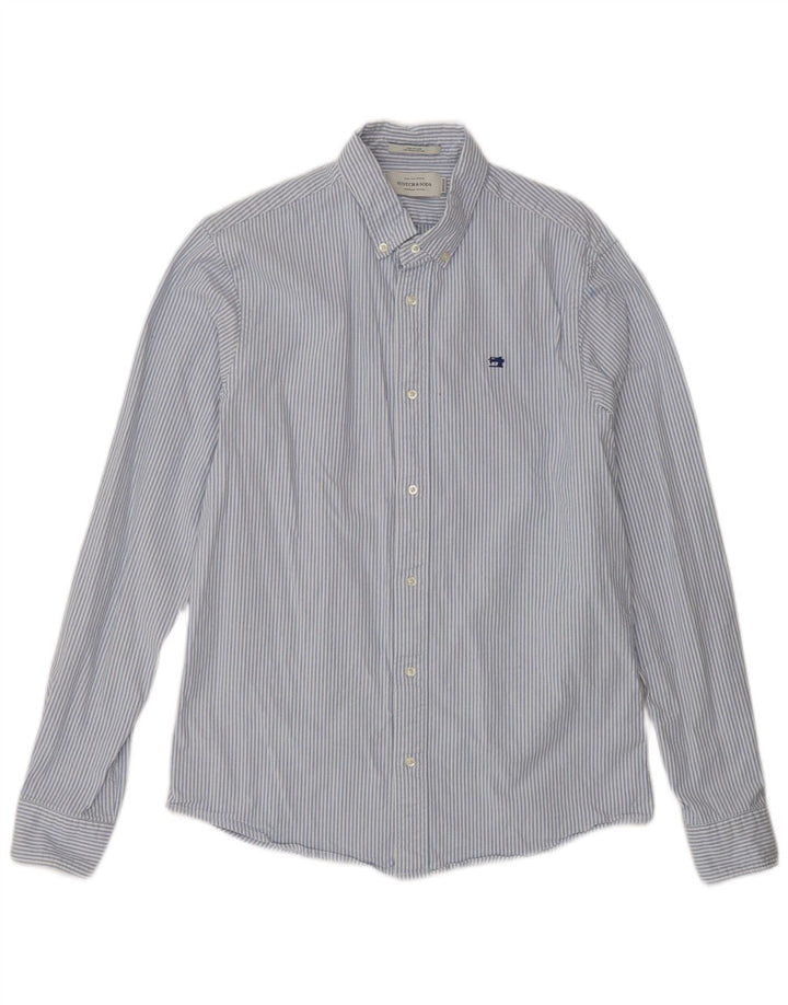 SCOTCH & SODA Camicia da uomo in cotone gessato blu medio