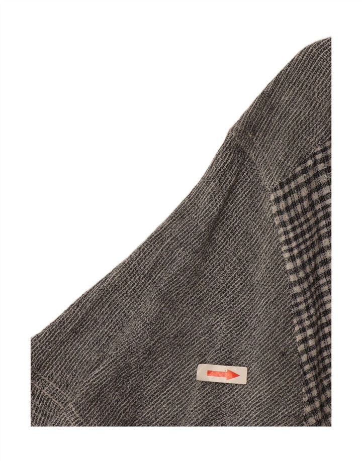 Camicia a maniche corte da donna Amaranto UK 14 Cotone a quadri grigio medio