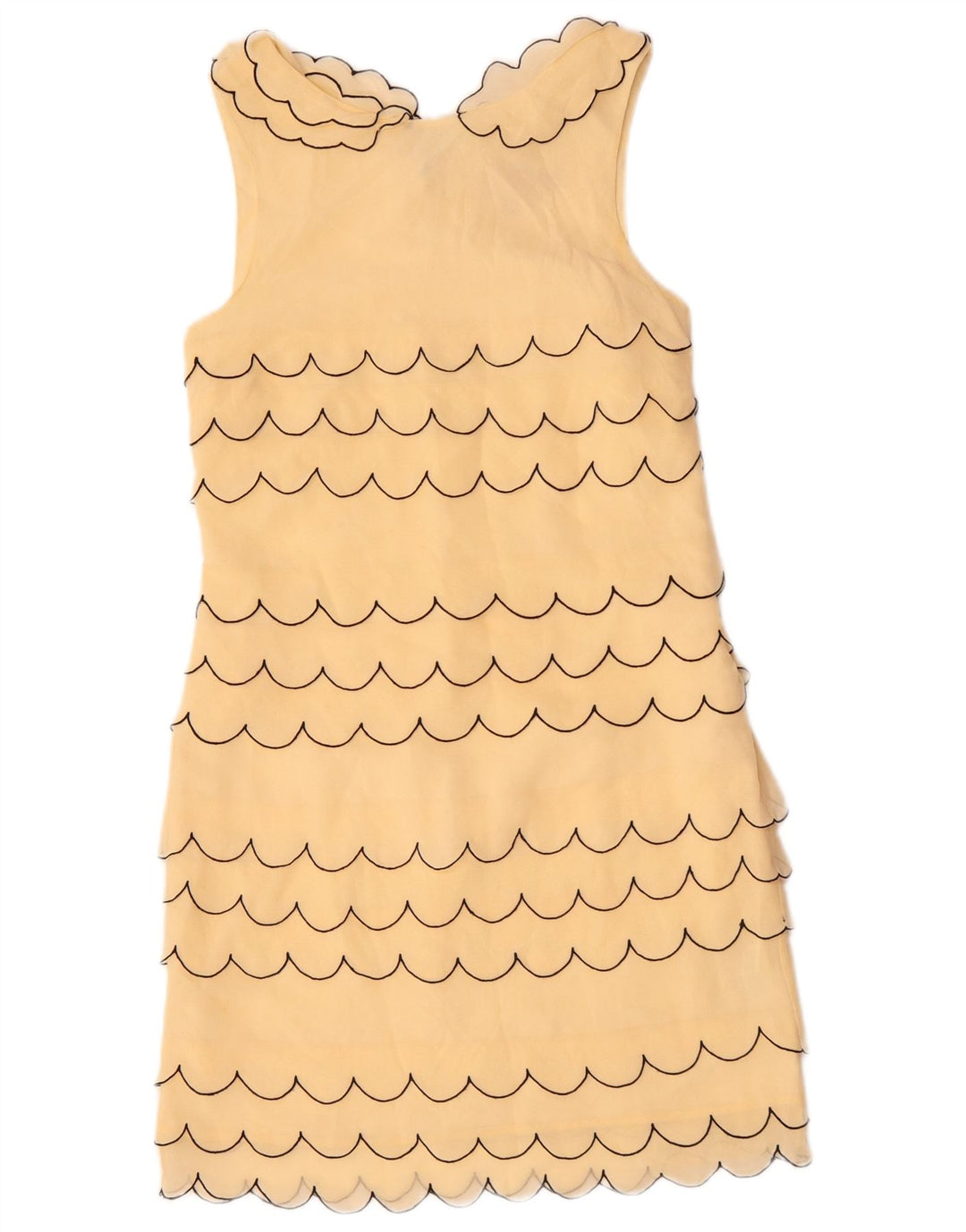 Abito tubino senza maniche da donna VINTAGE UK 6 XS Seta a righe beige