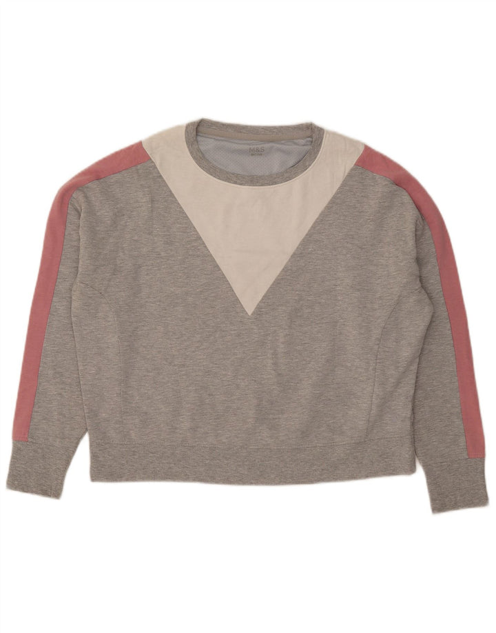 Felpa corta da donna Marks & Spencer UK 12 Colorblock grigio medio