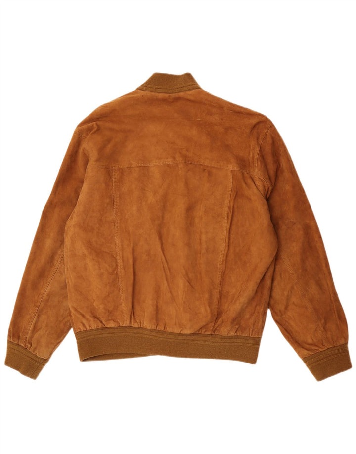 Giubbotto bomber vintage in pelle scamosciata da uomo IT 54 2XL Beige