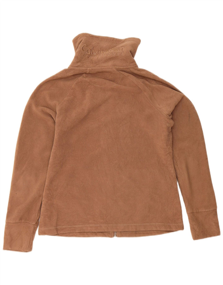 Giacca in pile grafica da donna Calvin Klein UK 14 Poliestere marrone medio